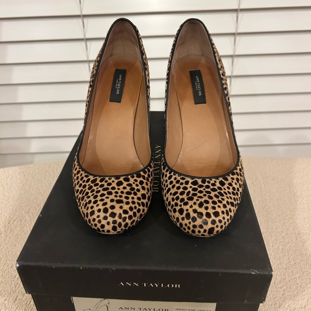 Ann Taylor Tan and Black Leopard Heels